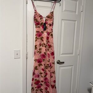 Lulu's Pink Floral Maxi Dress